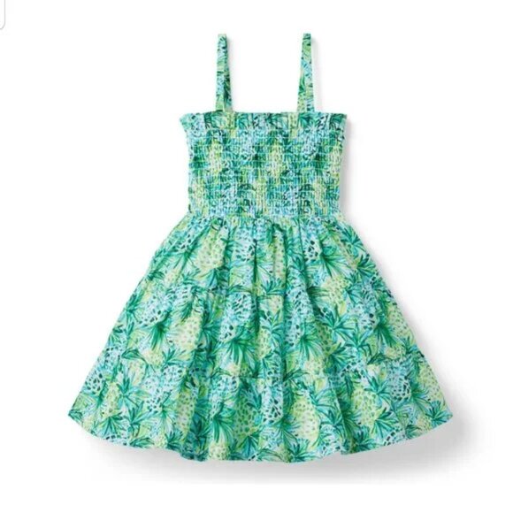 Janie and jack green elastic top pineapple details Cotton dress size 8 (F15) - Picture 2 of 7